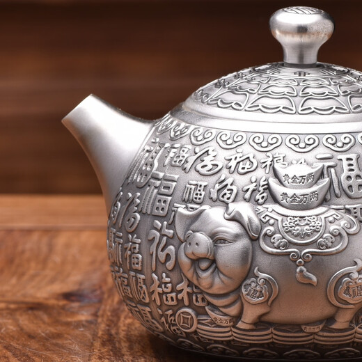 Li Cuixing silver teapot 999 pure silver teapot and tea set Baifu 186.3g about 220ml (only 5 pieces left)