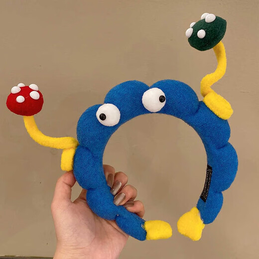Cute funny twisted stick big-eyed boy blue face washing hairband women's headband 2025 new face washing hair card hair accessories