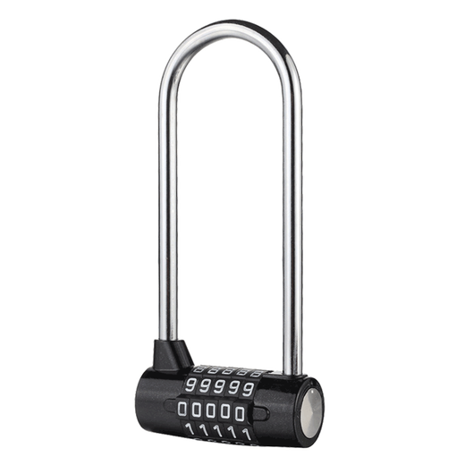 Ansery large long beam U-shaped combination lock glass door cabinet five-digit combination padlock black 5D02221