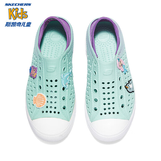 Skechers children's shoes slip-on toe sandals summer men's and women's hole shoes medium and large children's beach shoes 308310L girls/purple/mint green/MTLV 30