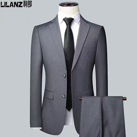 Lilang Spring and Autumn Suit Men's Business Formal Jacket Work Suit Casual Suit Slim Young and Middle-aged Men's No Ironing Dark Gray M