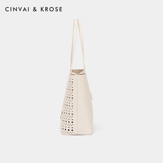 
CinvaiKrose shoulder bag women's 2025 new autumn and winter large capacity hollow tote bag commuting women's bag birthday gift cream white [gift for girlfriend, wife and girls]