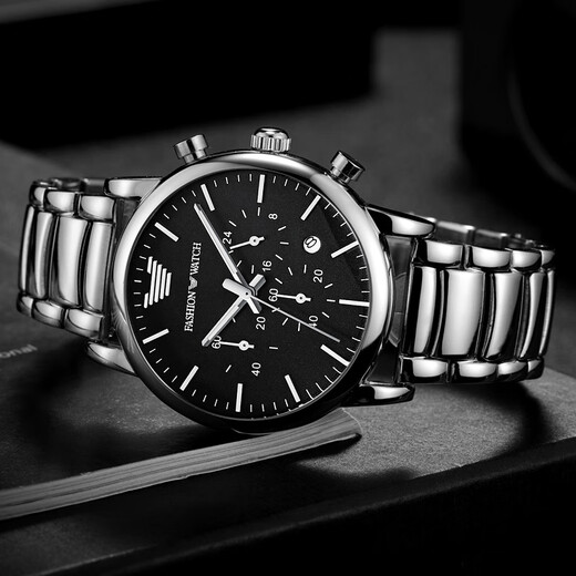 BEXEI watch men's mechanical style authentic 2025 new multifunctional three-eye business luminous quartz watch gift silver case black surface - steel imported movement | free watch adjuster