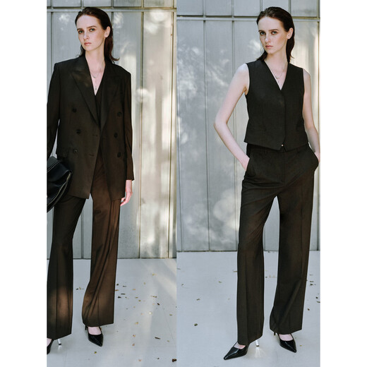 MARIUS Queen Street three-piece suit, custom-dyed wool blend fitted waist six-button suit, ebony suit S