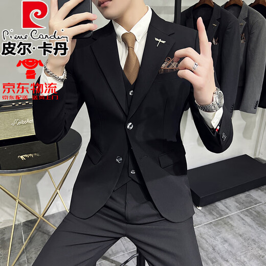 Pierre Cardin casual suit men's Korean style high-end handsome slim groom wedding small suit jacket light gray 3XL (150-162Jin Jin equals 0.5kg)