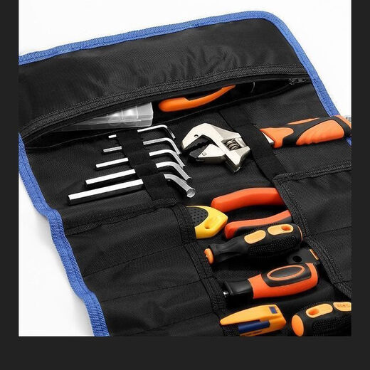 Meikejie Roll Tool Bag Multifunctional Folding Wrench Inner Hexagonal Storage Bag Household Tools Small Jack Storage Bag Red Model Wear-Resistant and Thickened No Tools Included