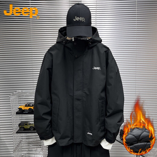 Jeep (JEEP) jacket men's coat autumn and winter casual loose assault work clothes men's black cotton XL