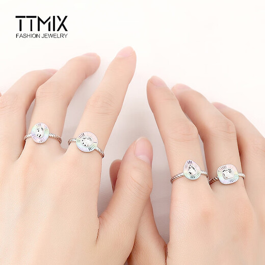 TTMIX Colorful Platinum Ring pt950 Platinum Ring Fashion Honeycomb Women's Live Ring Birthday Gift Water Drop Shape 3.3-3.5g