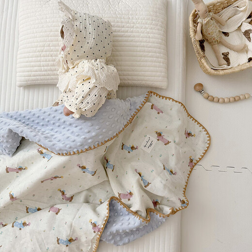 Baby double-layer gauze soothing beanie blanket in summer, Korean style cute baby nap, autumn and winter air-conditioned quilt, Grimm's Fairy Tales - Four Seasons, quilted 150*200cm