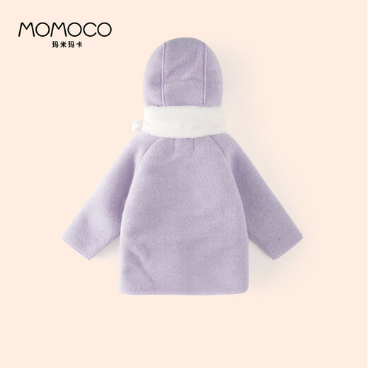 Mami Maca (MOMOCO) children's coat winter girls' coat velvet sweet fashion love woolen coat purple 130