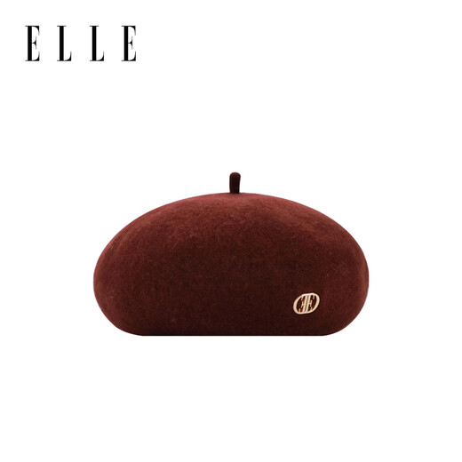ELLE 100% Wool Beret Women's Autumn and Winter Fashion Versatile Big Head Circumference Showing Face Little Painter Pumpkin Hat