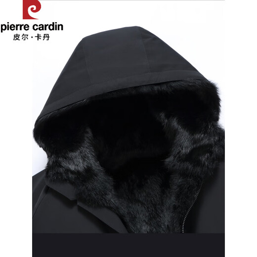 Pierre Cardin middle-aged and elderly mink coat men's fur one-piece fur mid-length mink liner pie overcome thickened dad coat black 4XL 195
