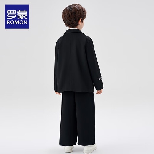 Romon children's suit suit British flower girl dress boy college style casual suit piano performance suit black 120
