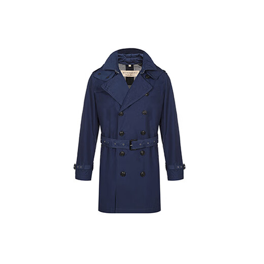 BURBERRY新年礼物博柏利 可拆卸连帽休闲风衣 男款 深蓝色 XXL