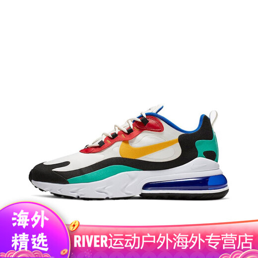 Nike (Nike) Sneakers masculins Air Max 270 React Chaussures pour femmes Couchon Air Cushion Chaussures Couleur combinaison AT6174-002 Rouge Blue jaune 40,5