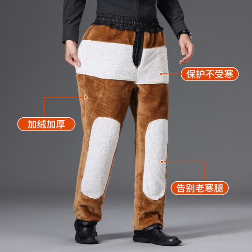 皮裤男款加绒加厚冬季宽松中老年男士摩托车外卖骑行防水保暖裤子 LK-防风皮裤黑色 5XL 约170-190斤可穿