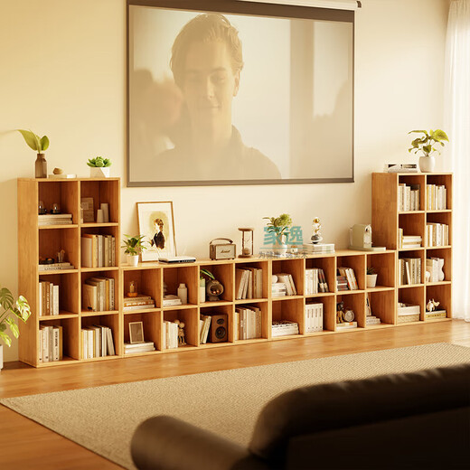Jiayi solid wood bookshelf floor-standing low bookcase kindergarten grid cabinet combination study bookcase can be stacked to store TV cabinet