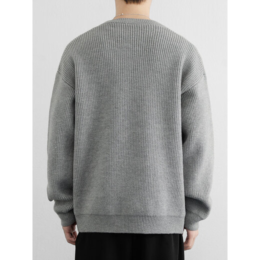 Xinyoujie Henry collar fashionable simple high-end knitted sweater for men lazy style boys sweater 2025 autumn and winter trend 2555 light gray M recommended 100-120Jin Jin equals 0.5 kg
