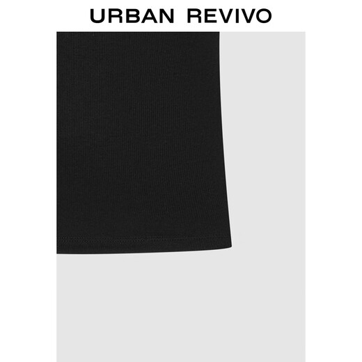 UR2025 Herbst neue Frauenkleidung Einfacher lässiger und vielseitiger V-Ausschnitt mit schlankem Kurzärärmel-T-Shirt UWB450066 Black M.
