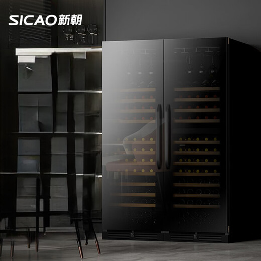 Xinchao red wine cabinet with constant temperature and humidity for home use double-door upright and embedded wine and liquor preservation and refrigerated beverages 400F-dual temperature dual level one energy efficiency frequency conversion system