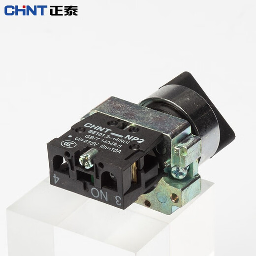 Chint (CHNT) push button switch NP2 series self-reset push-type knob flat knob rotation emergency stop self-locking control mushroom head NP2-BE101 knob BD21 two-position self-locking one normally open