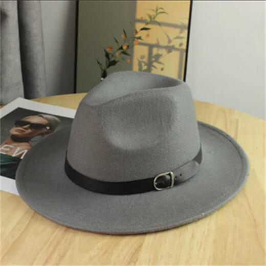 MANQIMEIYA retro British style woolen felt hat unisex old Shanghai gentleman flat brim jazz hat retro versatile top hat for women British style gentleman top hat - black one-size-fits-all adjustable rope