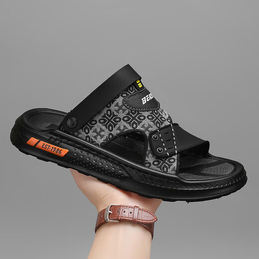 [Direktverkäufe vom Hersteller] Männersandalen für Herren, die Nicht-Schlupf-Drive-Dual-Purple-Hausschuhe für Sommer im Freien Mode Sandalen Strandschuhe Khaki 41 tragen