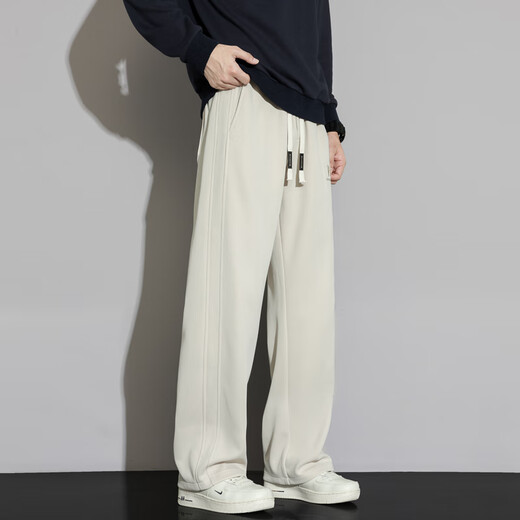 MONPOC scimitar casual pants men's spring and autumn Hong Kong style trendy loose sportswear straight pants MOX23 khaki 2XL