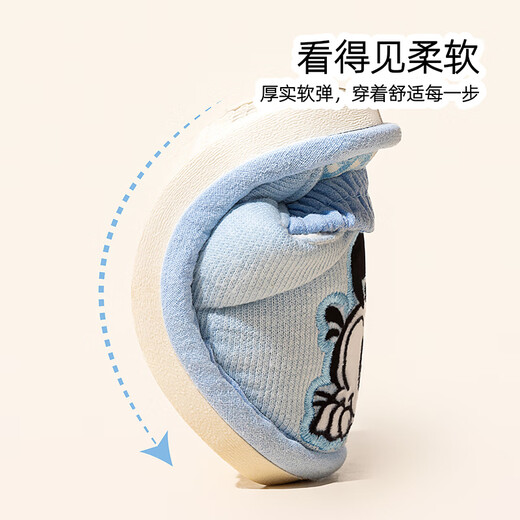 Babudou children's cloth slippers for girls, spring, autumn, indoor and winter, soft bottom, toddlers, boys, 2 years old and 3 boys, anti-slip cotton slippers, blue 16, inner length 16cm