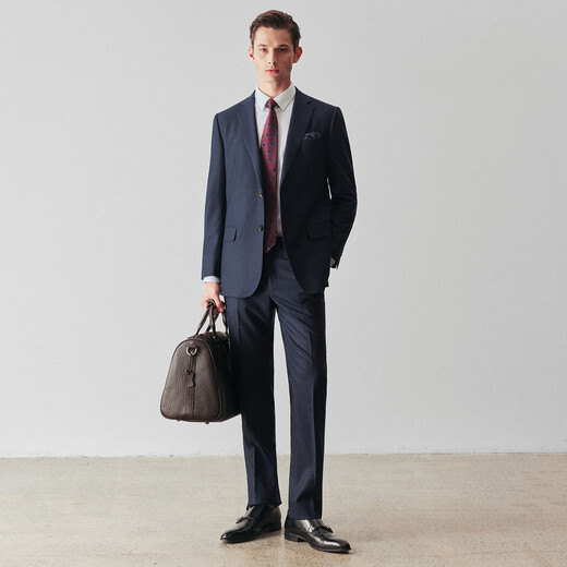 By Creations Bopin Flannel Wool Suit Men's Velvet Feel Business Professional Formal Wear Groom Wedding Suit Groomsman Suit Navy Blue Size 48 For trousers size please contact customer service for remarks