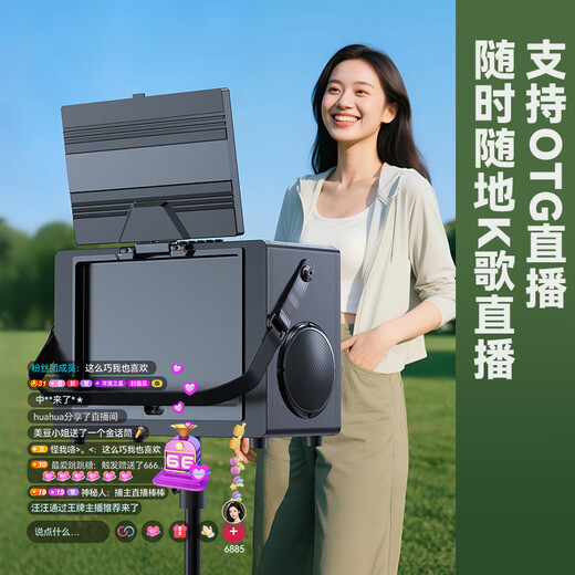 SANSUI Karaoke all-in-one outdoor square dance audio with display screen home karaoke portable trolley video machine smart large screen mobile ktv speaker subwoofer E33S (32 speakers + free three-year karaoke membership)