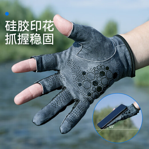 Fishing Source Lure Gloves Three Finger Lure Gloves Fishing Gloves Sun Protection Gloves Fishing Gloves Stab Resistant Waterproof Gloves Lure Unbounded Lure Gloves Leaking Three Fingers - Gray L Anti-cut and Anti-slip