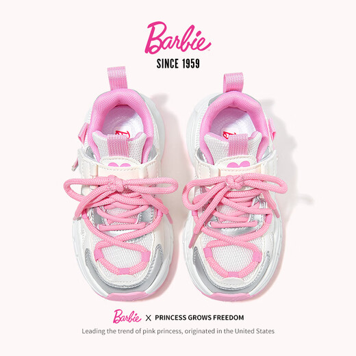 Barbie Girls Spring and Autumn Sneakers Girls Outdoor Casual Shoes Soft Sole Daddy Shoes DA6913 Pink 35