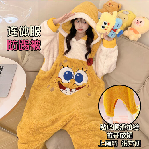 Sweet Fish Pie Big Star Hooded Nightgown 2025 Winter Girls Cartoon Coral Fleece One-piece Women's Plush Thickened Plush Home One-piece Fleece MQ 5412 Pie Big Star S Height 143-153 Weight 70-85 Jin Jin is equal to 0.5 kg