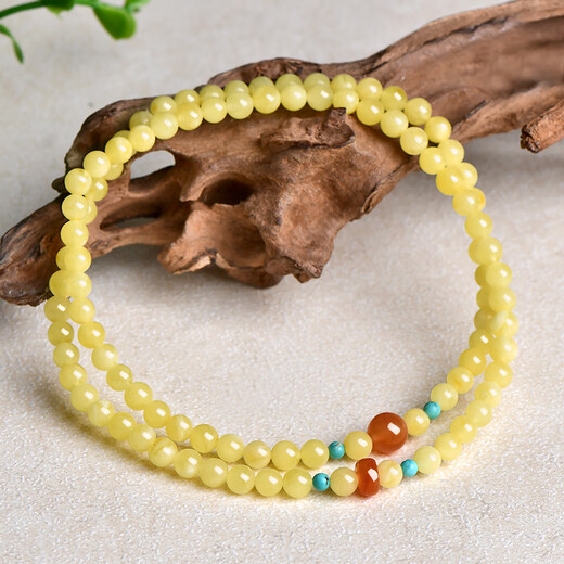 A Thousand Years Jade Beeswax Nanhong Bracelet Women's Multi-circle Round Bead Temperament Bracelet Jade Bracelet About 5mm QZD2693f