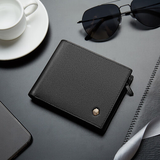 Old man's head men's wallet short business first-layer cowhide horizontal style two-fold coin purse ticket holder multi-card slot wallet Valentine's Day