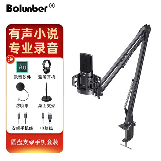 Burren Bell BL520X-USB condenser microphone audiobook special recording equipment professional novel Himalayan mobile phone microphone recitation dubbing broadcast set anchor recording studio level BL520X with cantilever bracket + shock mount set