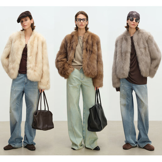 Msbeast Beast Miss Imported Blue Fox Kan Hair Smilkty V-Chille Fox Fur Coat Women | Trituración huayingyue smiltty ámbar brown m