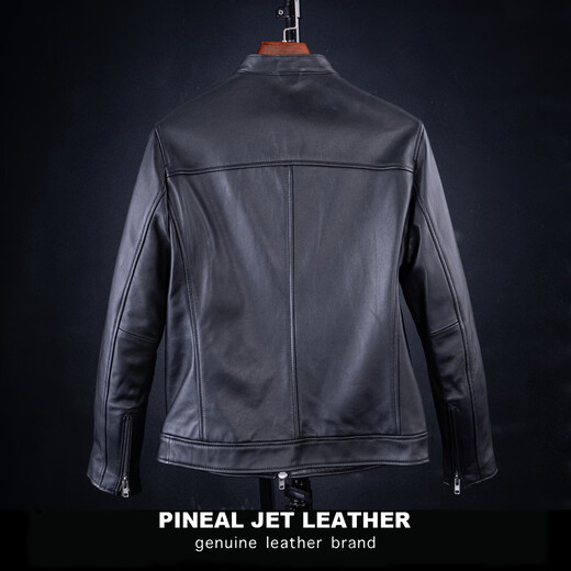 PJL's new single sheepskin simple stand-up collar short jacket trendy men's new leather jacket M-31 leather jacket black XL (165Jin Jin is equal to less than 0.5 kg)