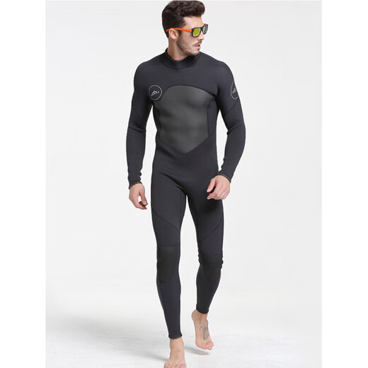 SBART new men's 5MM one-piece wetsuit for girls, cold-proof and warm wetsuit for adults, surfing swimsuit, 1164 black with fine embossing XL