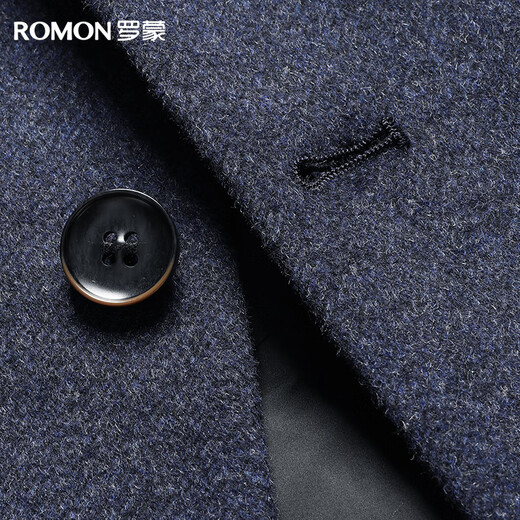 Romon Goose Down Sheep Wool Down Jacket Suit Men's Autumn and Winter Business Casual Woolen Short Single Suit Jacket