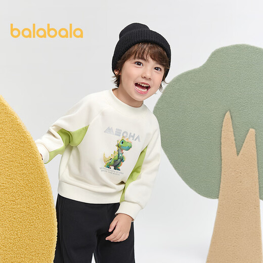 Balabala children's clothing boys' sweatshirts plus velvet autumn and winter clothing with trendy printing inside 201424121106