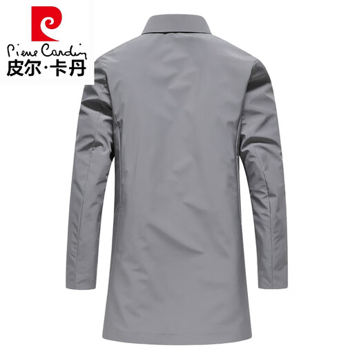 Pierre Cardin high-end brand men's windbreaker mid-length 2026 spring and autumn new business casual seamless lapel windproof jacket light gray M 170 recommended 115-130 Jin Jin equals 0.5 kg