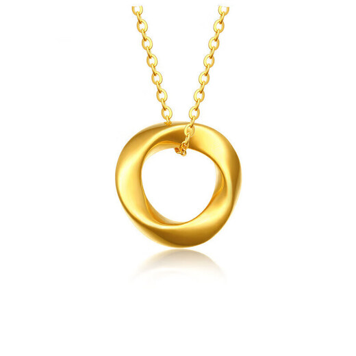 Chow Tai Fook Pure Gold 999 Möbius Ring Pendant Pure Gold Collarbone Necklace Valentine's Day Birthday Gift Pure Gold with 18k Titanium Chain