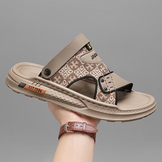 [Direktverkäufe vom Hersteller] Männersandalen für Herren, die Nicht-Schlupf-Drive-Dual-Purple-Hausschuhe für Sommer im Freien Mode Sandalen Strandschuhe Khaki 41 tragen