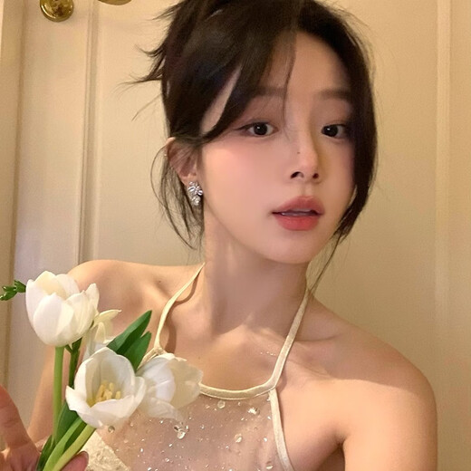 Exquisite imitation zircon flower earrings 2025 new high-end light luxury temperament earrings earrings women's niche design flower earrings 925 silver needle pair jewelry box