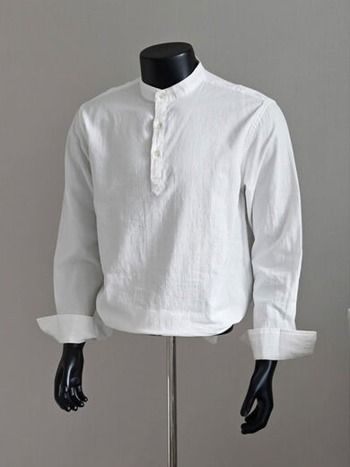 Xiaohongshu black henley collar long-sleeved shirt men's autumn old money style polo shirt American lining black M