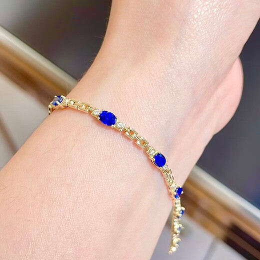 HEEKAIYI Sapphire Bracelet for Women Royal Blue 18k Gold Diamond Bracelet Chinese Valentine's Day Birthday Gift for Wife and Girlfriend Selected 3.2 Carat/Royal Blue