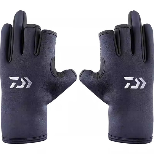 DAIWA autumn and winter DG-8023CS winter non-slip fishing gloves, cold-proof and warm fingerless gloves, 3 fingers exposed, black
