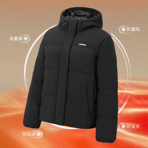 Adidas 550 Puff Commuting Windproof Warm Duck Down Down Jacket Women's Winter Hooded L Size